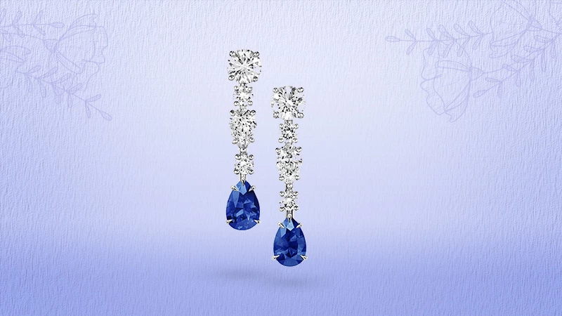 Diamond and Sapphire Drop Earrings