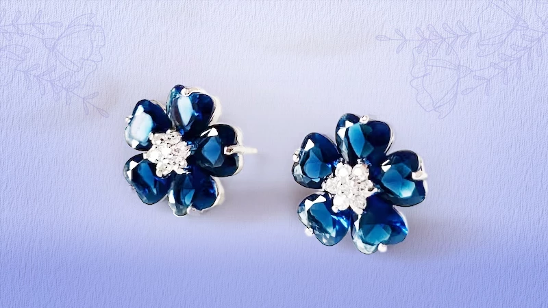 Sapphire Flower Shape Earrings