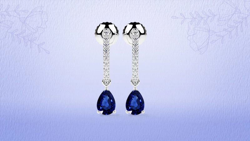 Teardrop Pear Shape Sapphire Dangle Earrings