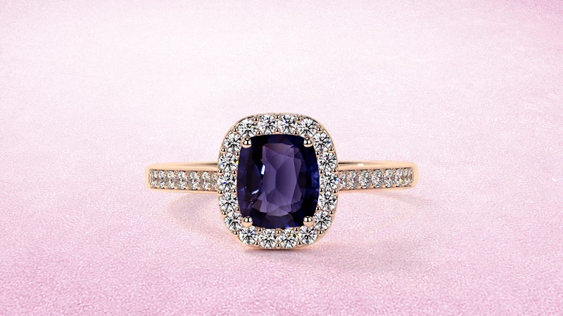 Blue spinel engagement ring