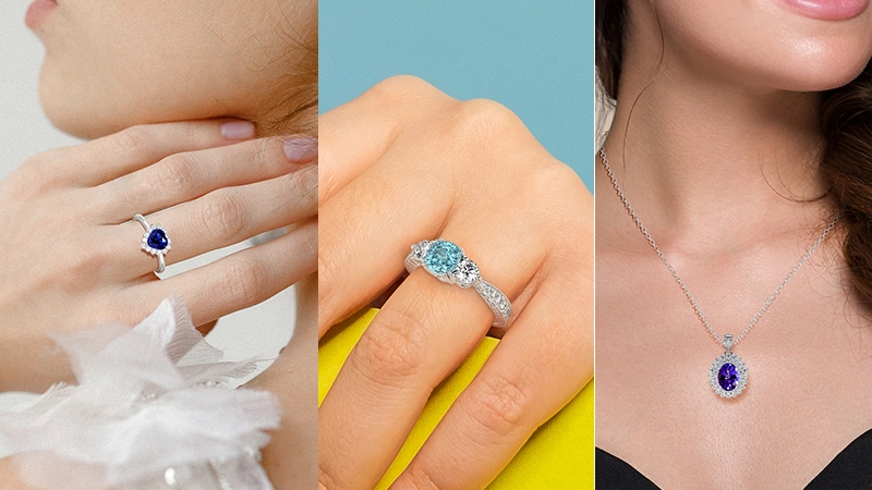 Collage of Women Wearing Colorful Jewelry