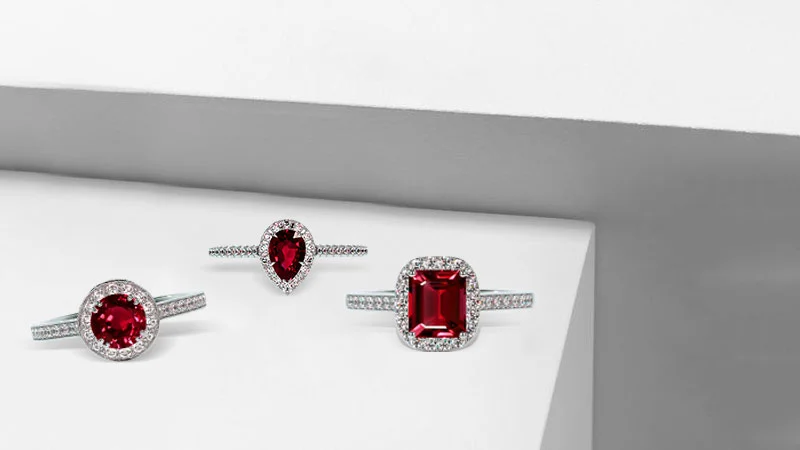 Cancer birthstone Ruby Halo Ring