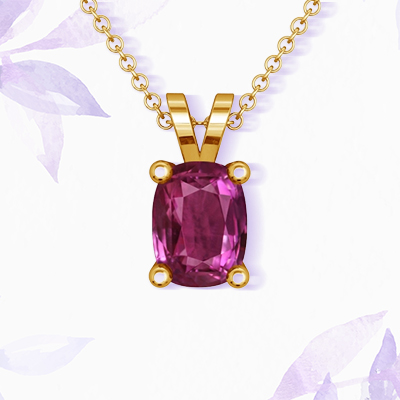 Pink Sapphire Pendant with Yellow Gold at GemsNY