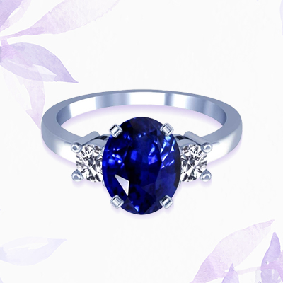 Oval Shape Sapphire Ring with White Gold at GemsNY