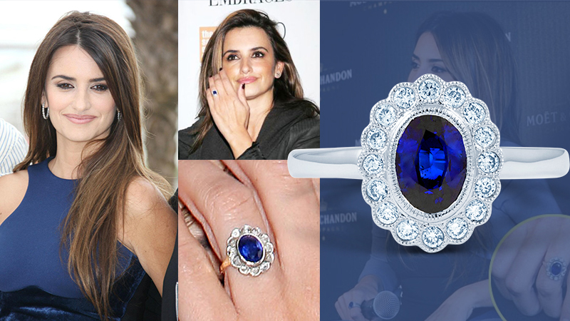 Penelope Cruz Blue Sapphire Engagement Ring