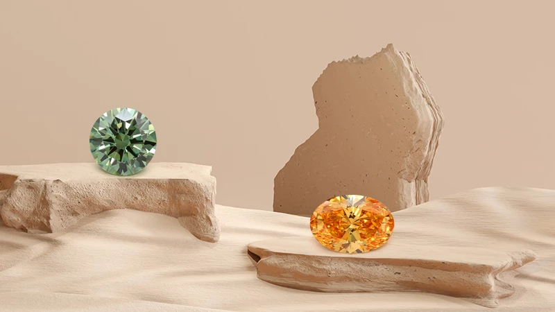 orange and green stones