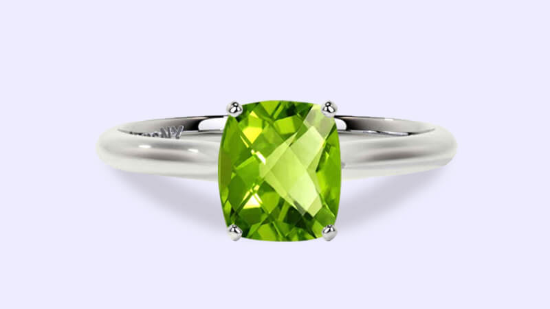 Cushion-cut Peridot Engagement Ring