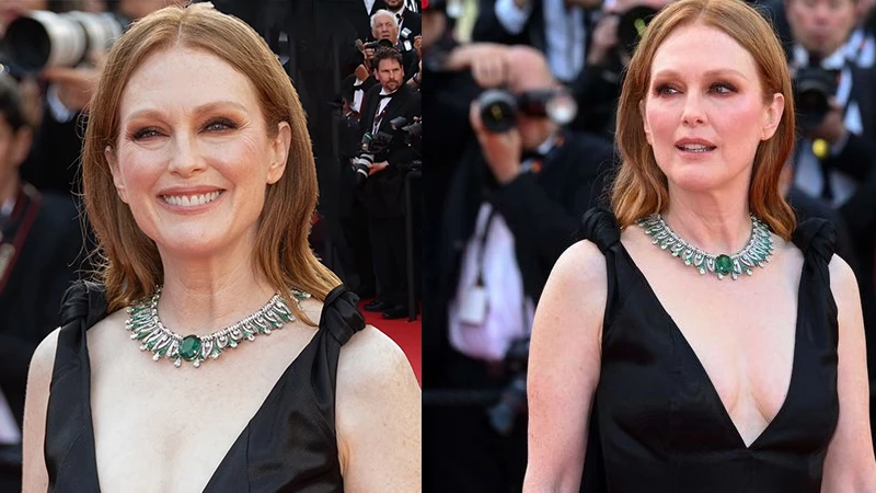 Julianne Moore's Classic Diamond Emerald Necklace