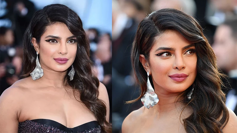  Priyanka Chopra's Diamond and White Gold Earrings