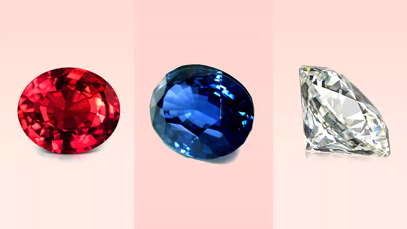 diamond, sapphire, and ruby gemstone