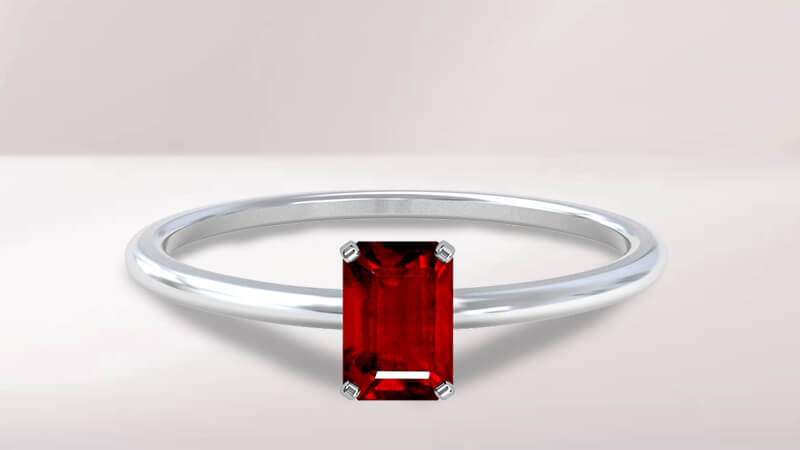 Emerald-cut Ruby Engagement Ring