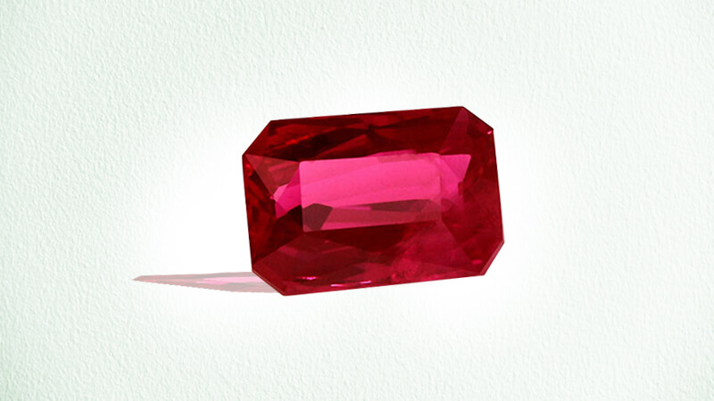 Emerald cut ruby gemstone