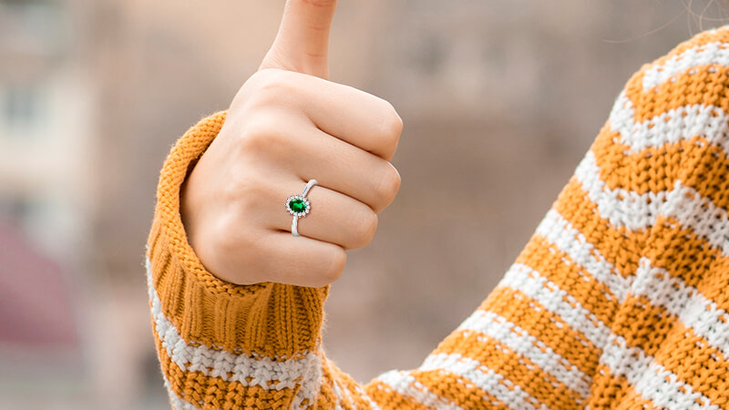 Emerald Halo Unique Engagement Rings at GemsNY