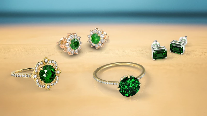 Emerald rings and earrings