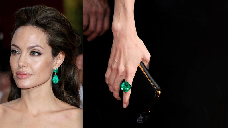 Angelia Jolie - emerald rings