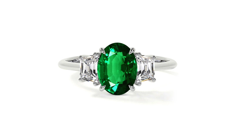 emerald rings through the lens of time three stone ring