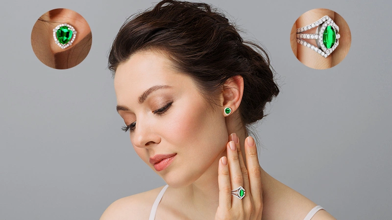 Women wearing green gemstones