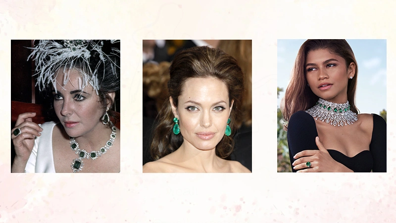 Celebrity in emerald jewelry