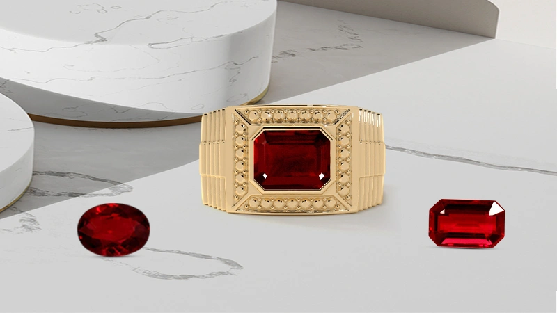 Emerald Cut Ruby Ring