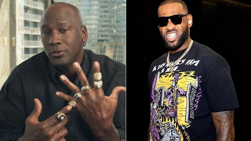 Michael Jordan and Lebron James wearing fashion jewelry
