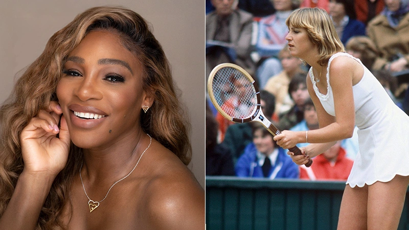 Serena Williams and Chris Evert in their diamond jewelry