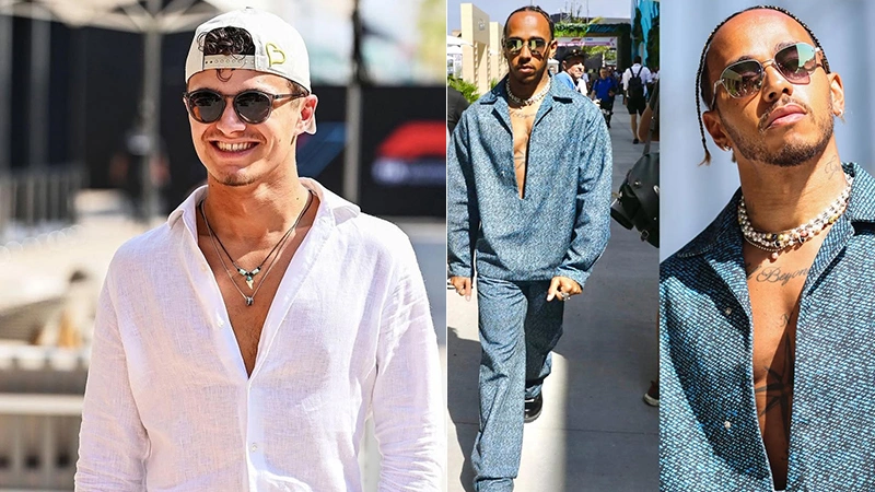 Lando Norris & Lewis Hamilton in their fashion jewelry