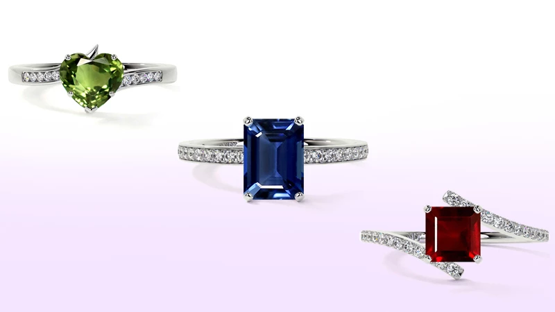 Gemstone engagement rings