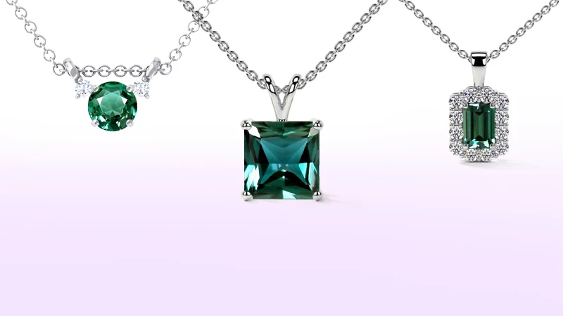 alexandrite pendants in three different settings