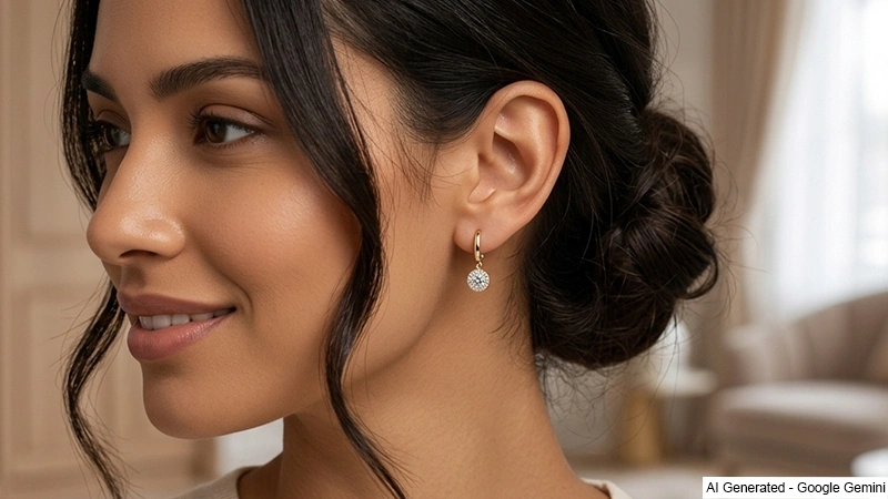 Halo Round Diamonds Dangling Earrings With J-hoop