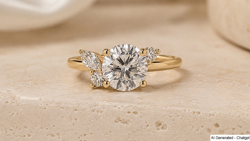 Array Side Marquise And Round Diamonds Ring Setting