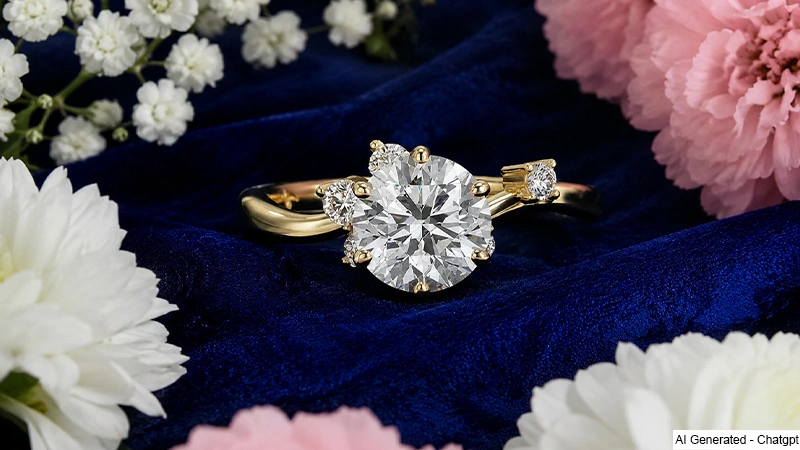 Asymmetric Array Side Round Diamonds Ring Setting