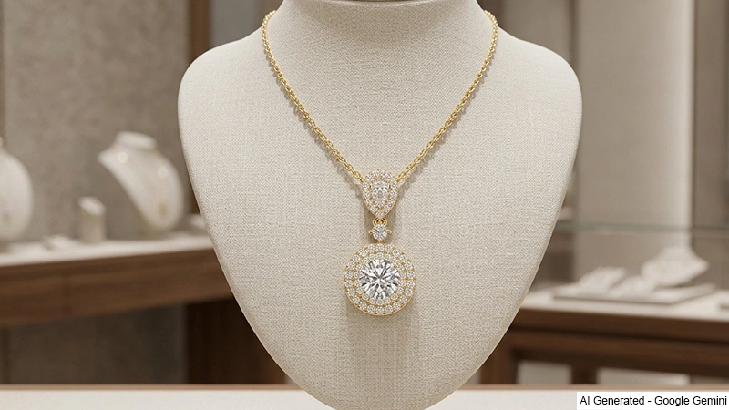 Double Halo Pendant Setting With Round And Pear Shape Diamonds
