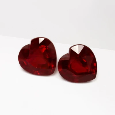 Ruby heart matched pair gemstones