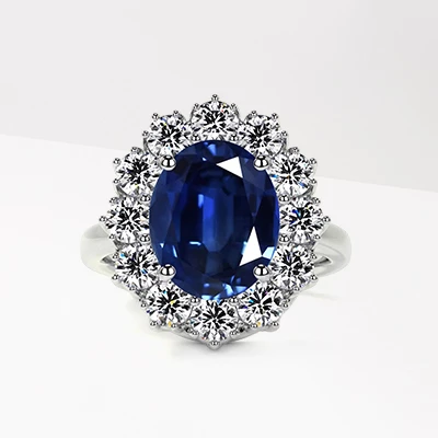 Oval sapphire halo ring