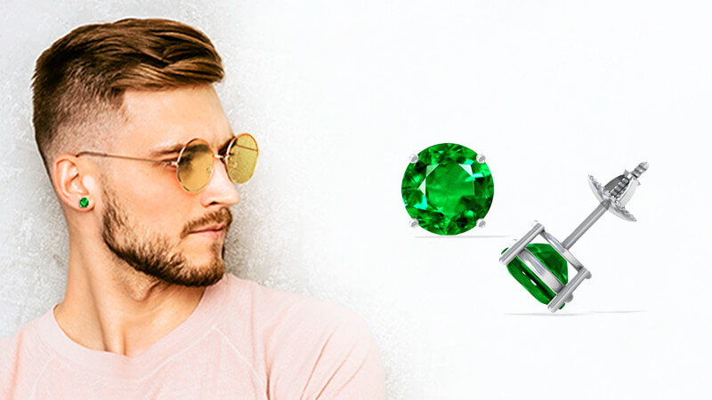 Emerald Earrings for Men Father's Day Gifts