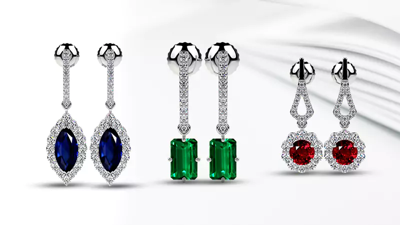 different gemstone dangle earrings