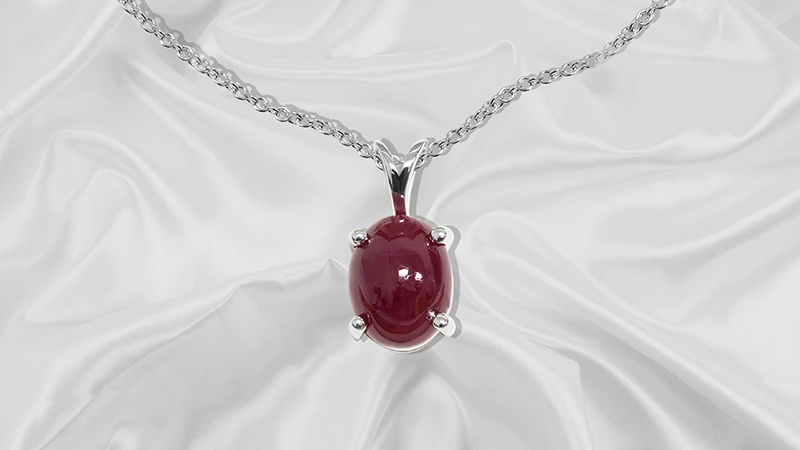 Oval-Cut Natural Ruby Solitaire Pendant Necklace