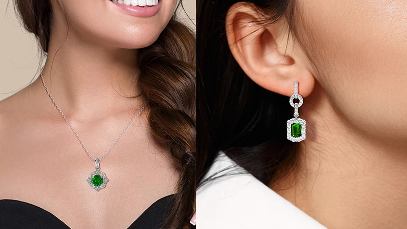 Green Pendant and Earrings