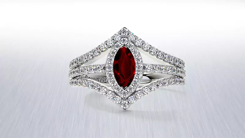 Marquise cut Halo Engagement Ring Setting