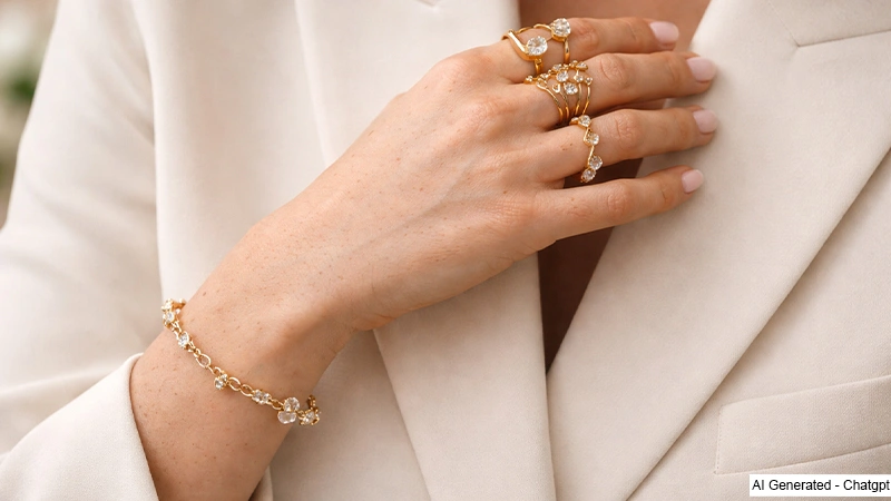 Diamond Bracelet and Finger with Herkimer Diamond Ring