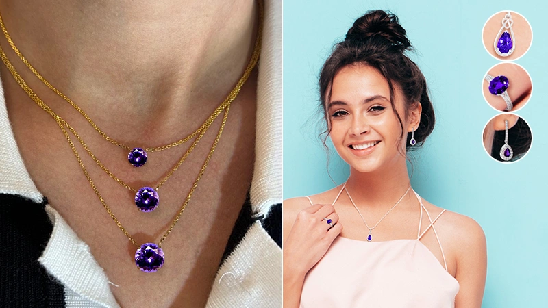 women wearing tanzanite jewelry