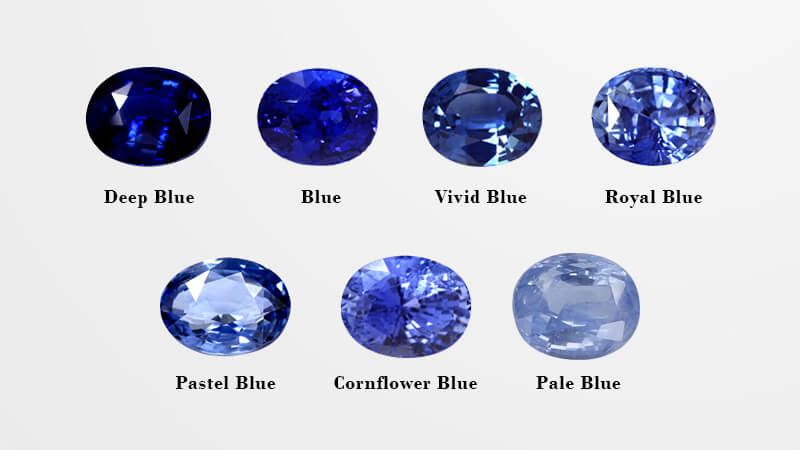 various shades of blue sapphire from GemsNY inventory