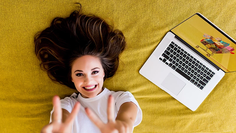 Girl after adding favourite product in cart