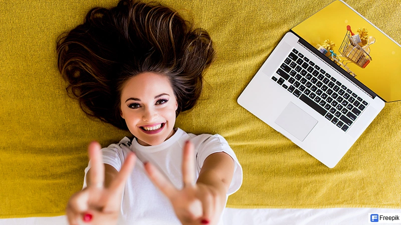 Girl after adding favourite product in cart