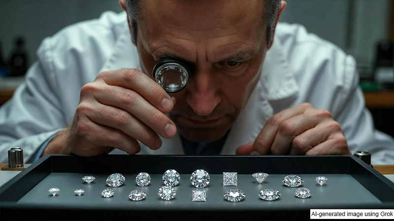 diamonds with a magnifying glass