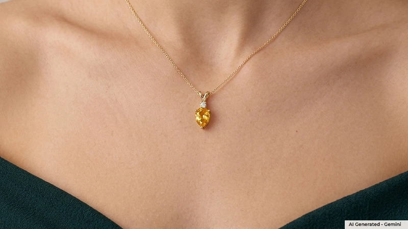 pear shaped yellow sapphire pendant