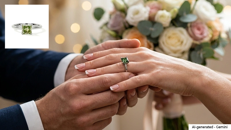 Green Diamond Engagement Ring