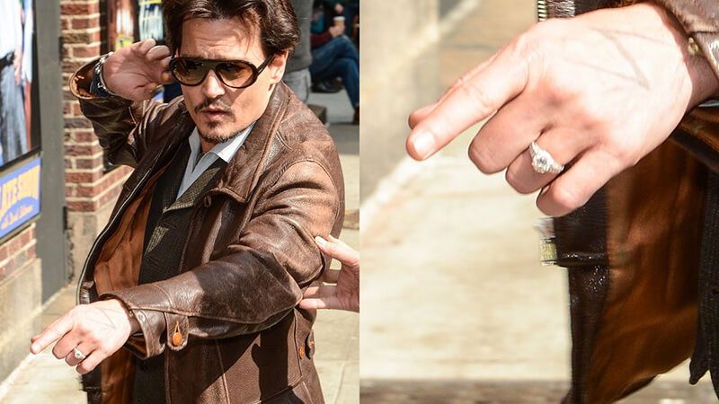 Johnny Depp Wearing his girlfriend ring
