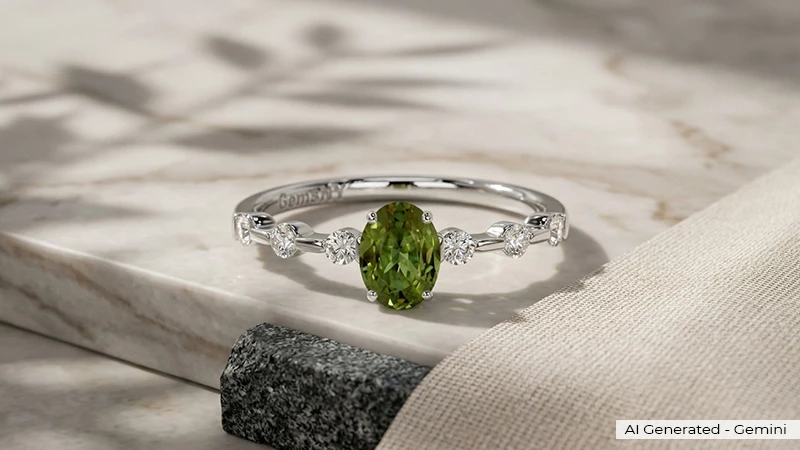 Aquamarine and Diamonds Bar Set Ring
