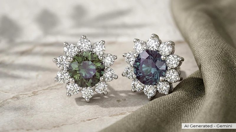 Martini Three Prong Alexandrite Earrings